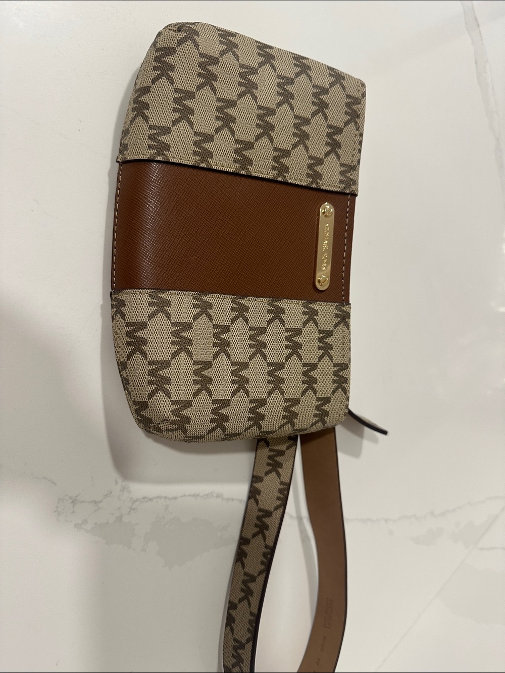 Michael Kors Beige and Brown Logo Belt Bag